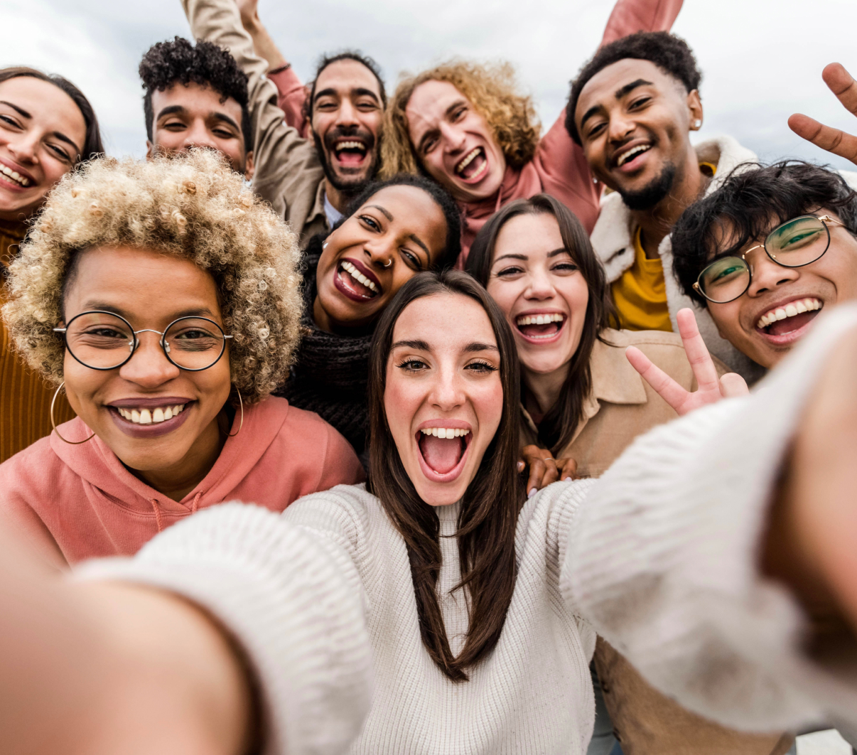 Group smiling at camera